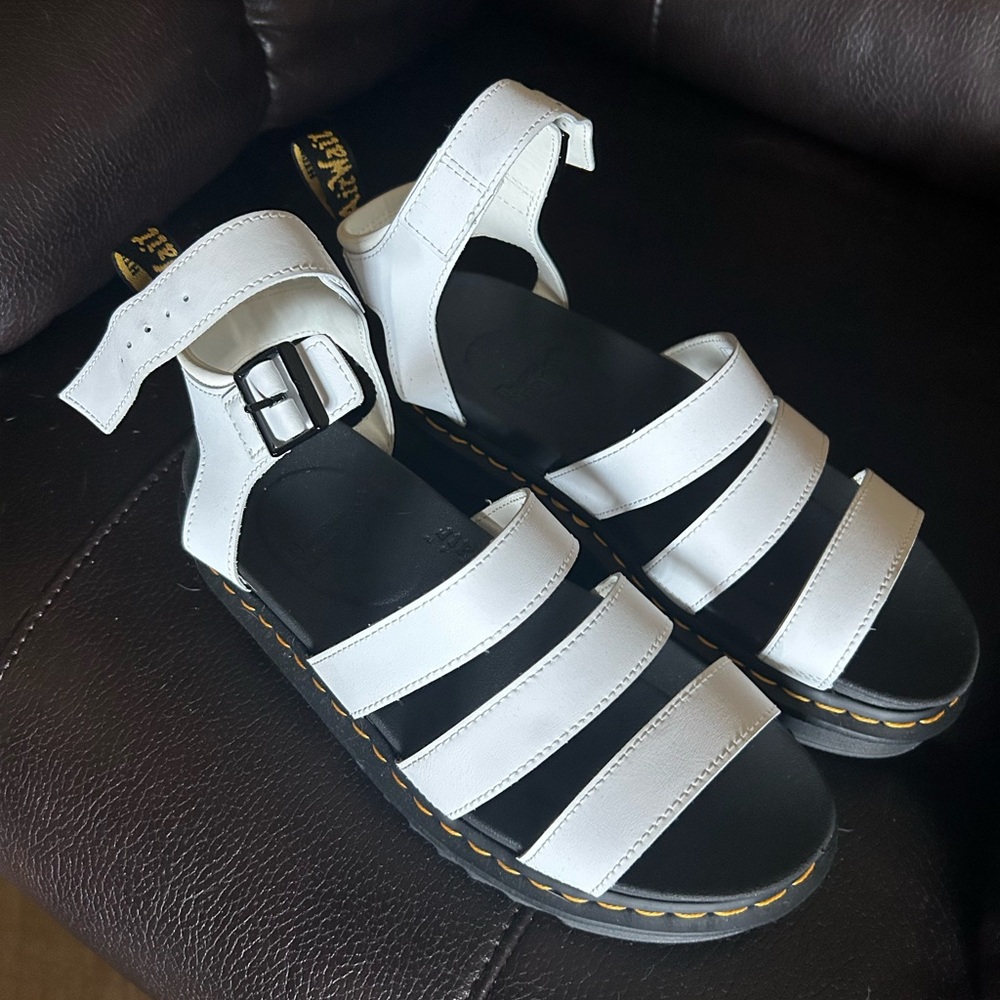 Dr. Martens White Strappy Sandals